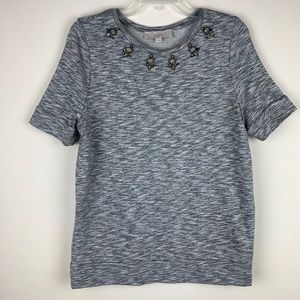 Ann Taylor LOFT Embellished Collar Sweatshirt Sz M